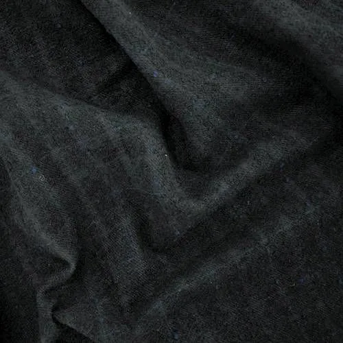 1 YD PC-Black/Night Navy Wool Blend Boucle Plaid Jacketing Fabric