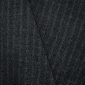 1 YD PC-Black/Night Navy Wool Blend Boucle Plaid Jacketing Fabric