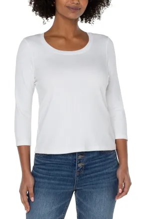 3/4 SLEEVE SCOOP NECK KNIT TEE