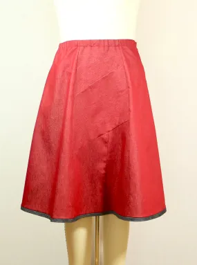 A line Red Stretch Denim Skirt