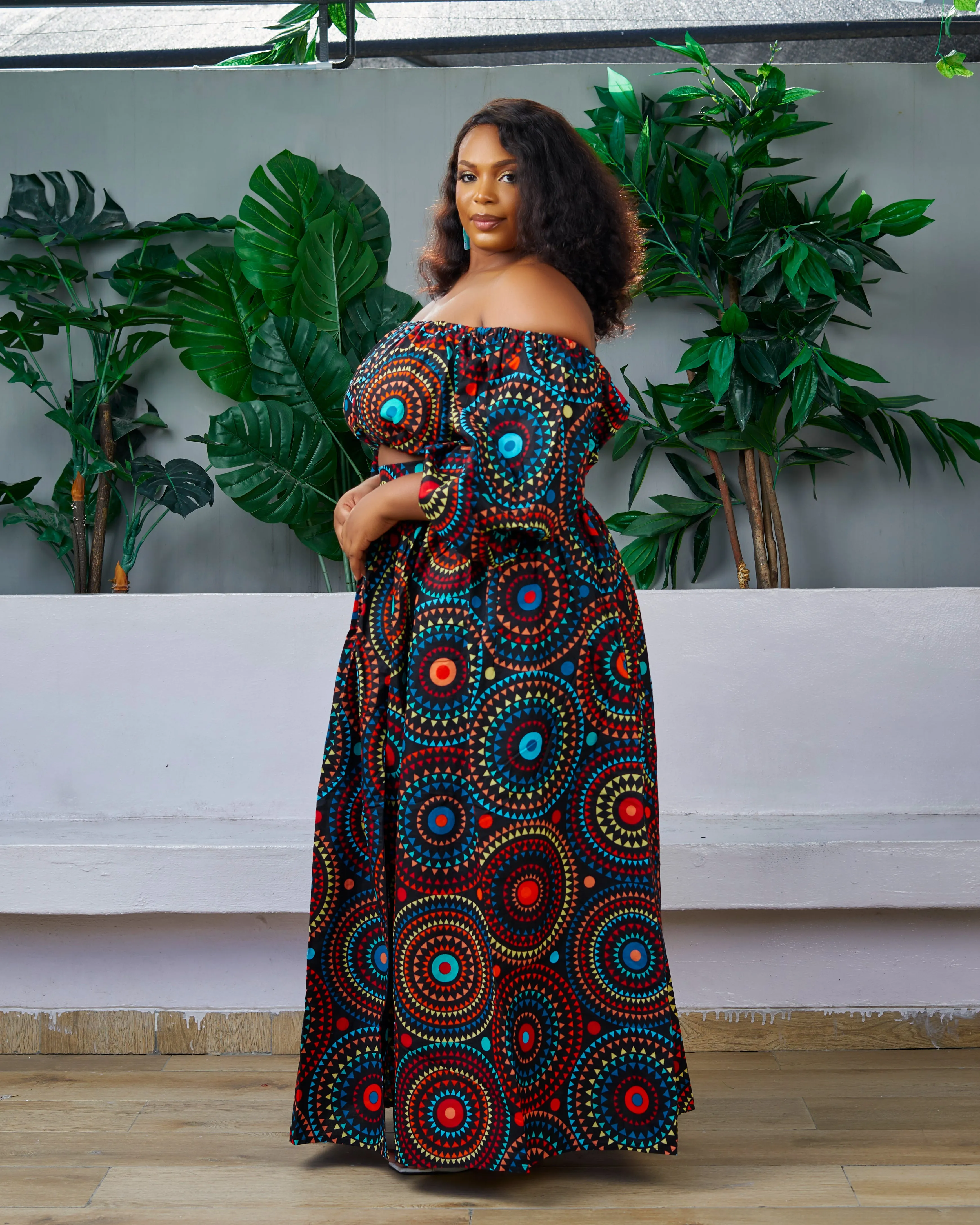 African Print Off Shoulder Crop Top/Blouse - Adanna