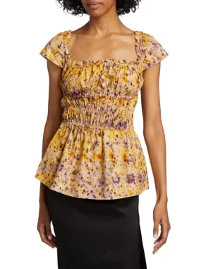 Altuzarra Darcey top with peplum, yellow