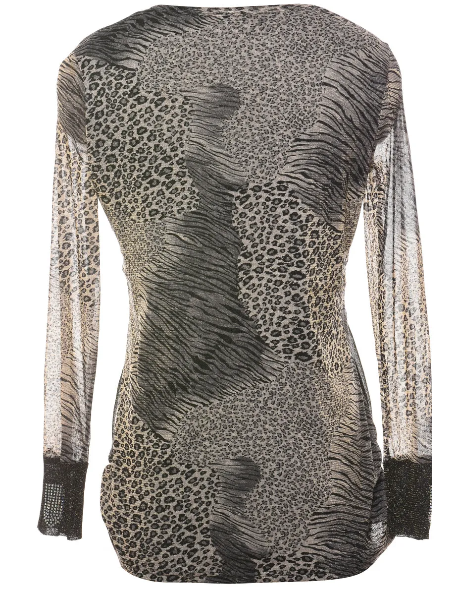 Animal Print Evening Top - M