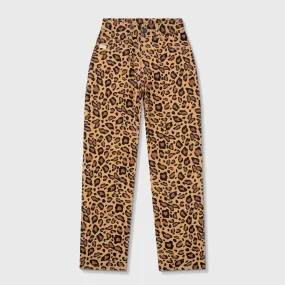 Animal Print Straight Leg Laser Pants - Leopard