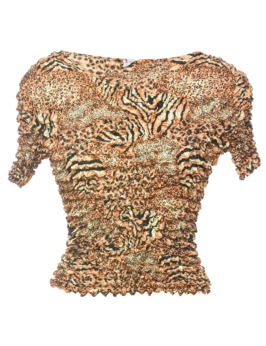 Animal Print Y2K Popcorn Top - S