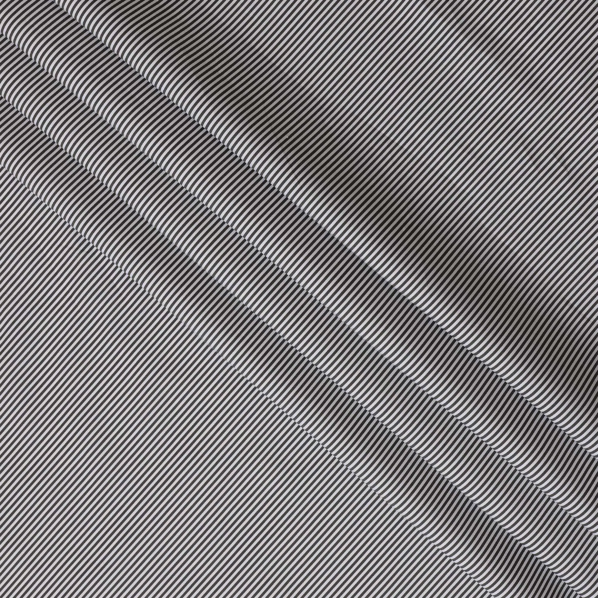 Black and Grey Micro Striped 100% Cotton Shirting Fabric, 150 cm Width, Made in Italy-D20478