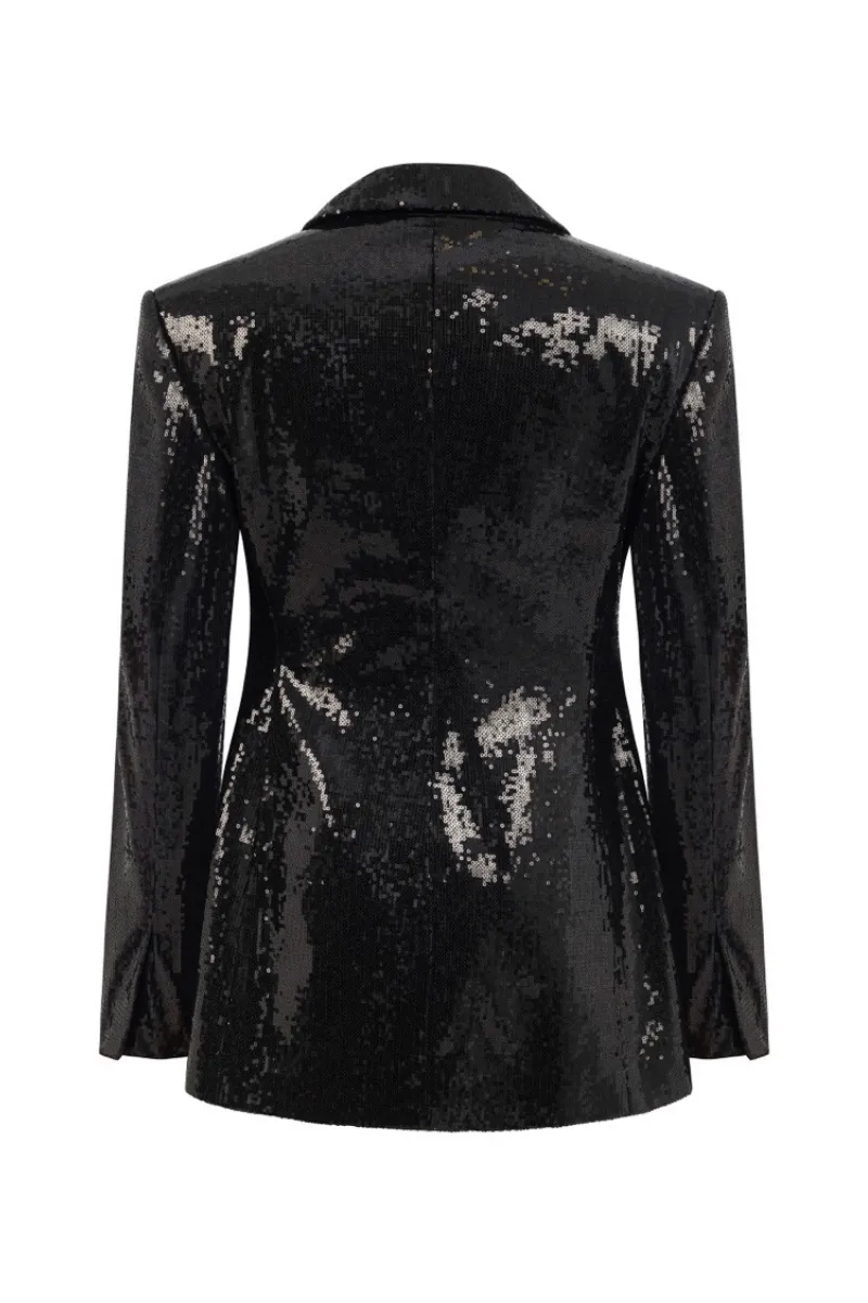 BLACK SEQUIN OVERSIZED BLAZER