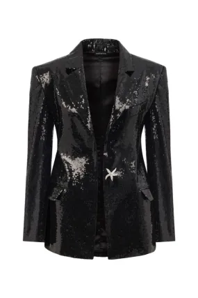 BLACK SEQUIN OVERSIZED BLAZER