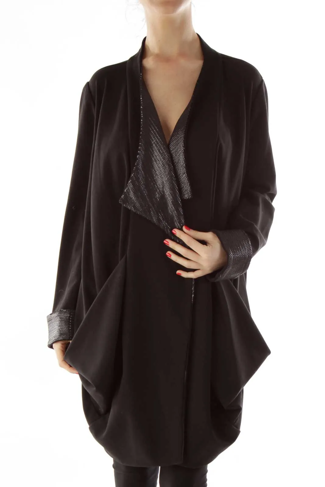 Black Sequined Oversized Blazer