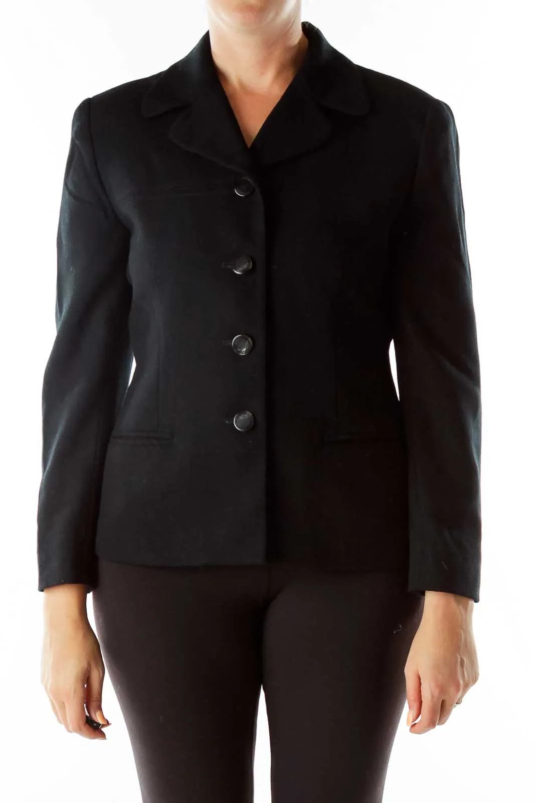 Black Single-Breasted Wool Coat