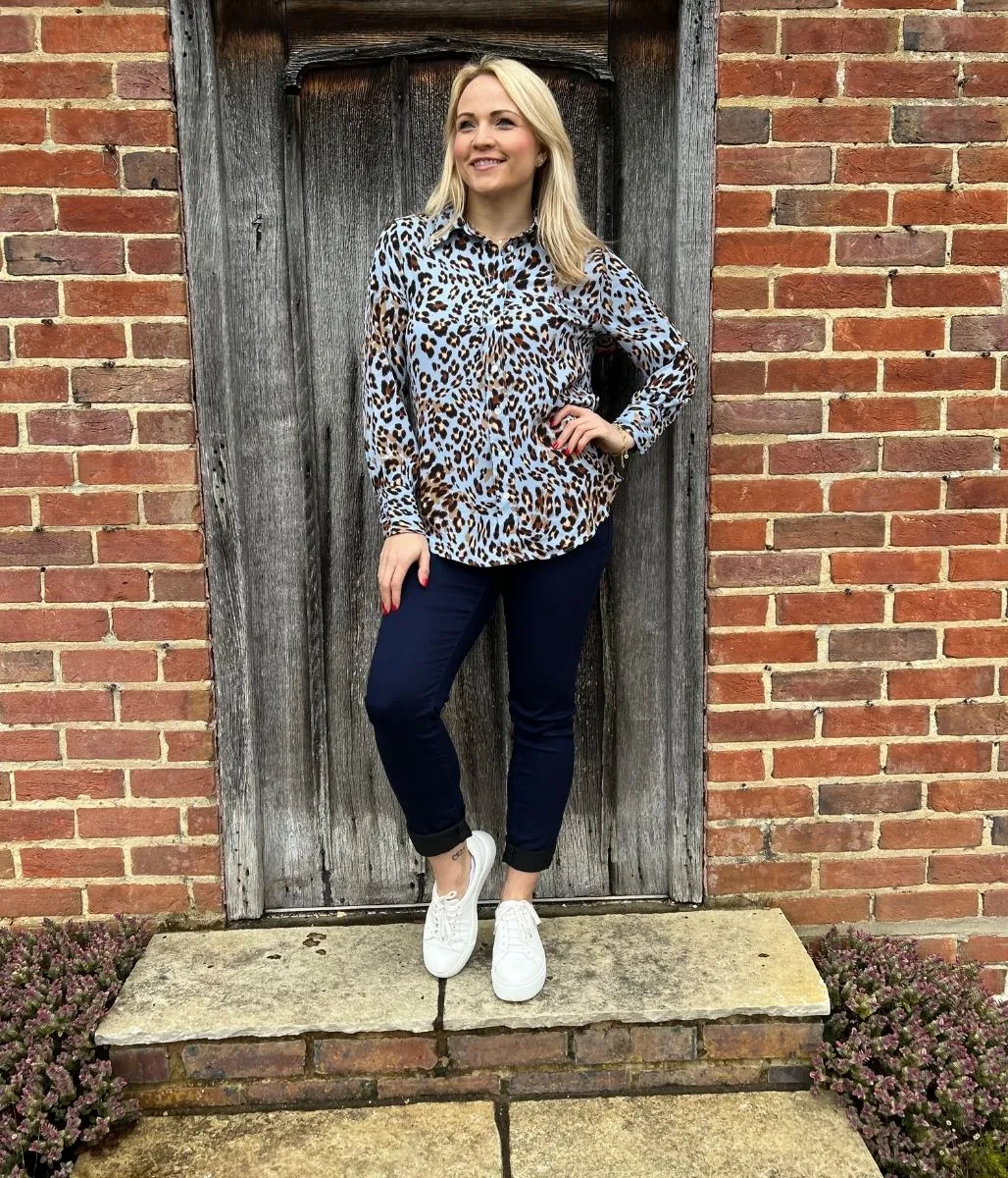 Blue Animal Print Shirt