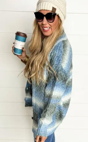 Blue Ombre Knit Cardigan - Final Sale