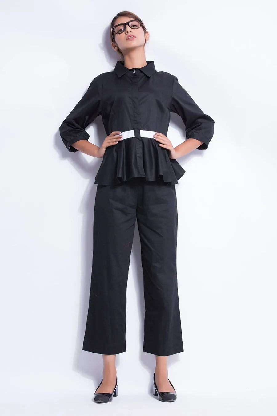 Circular Peplum Gathered Shirt