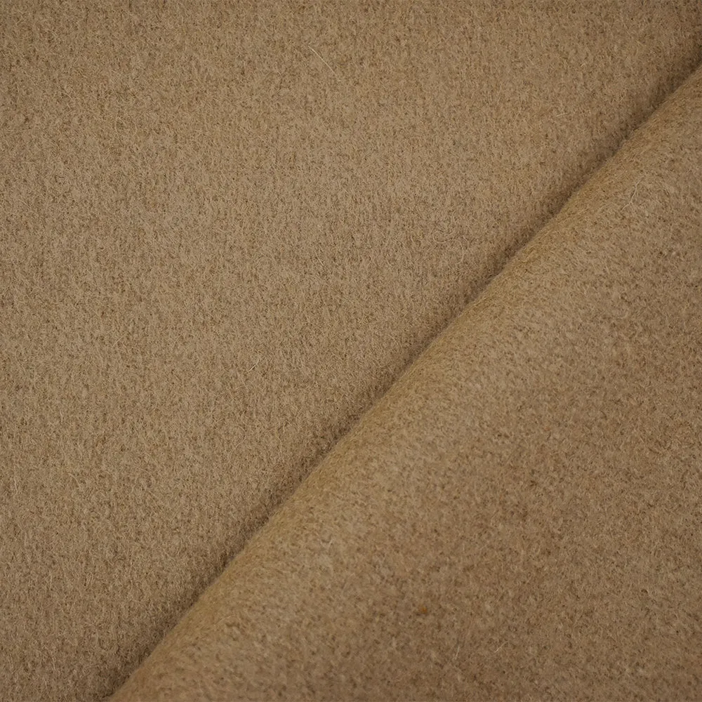 Cream Brown Wool Poly Blend Soft Brushed Woven Jacketing Fabric