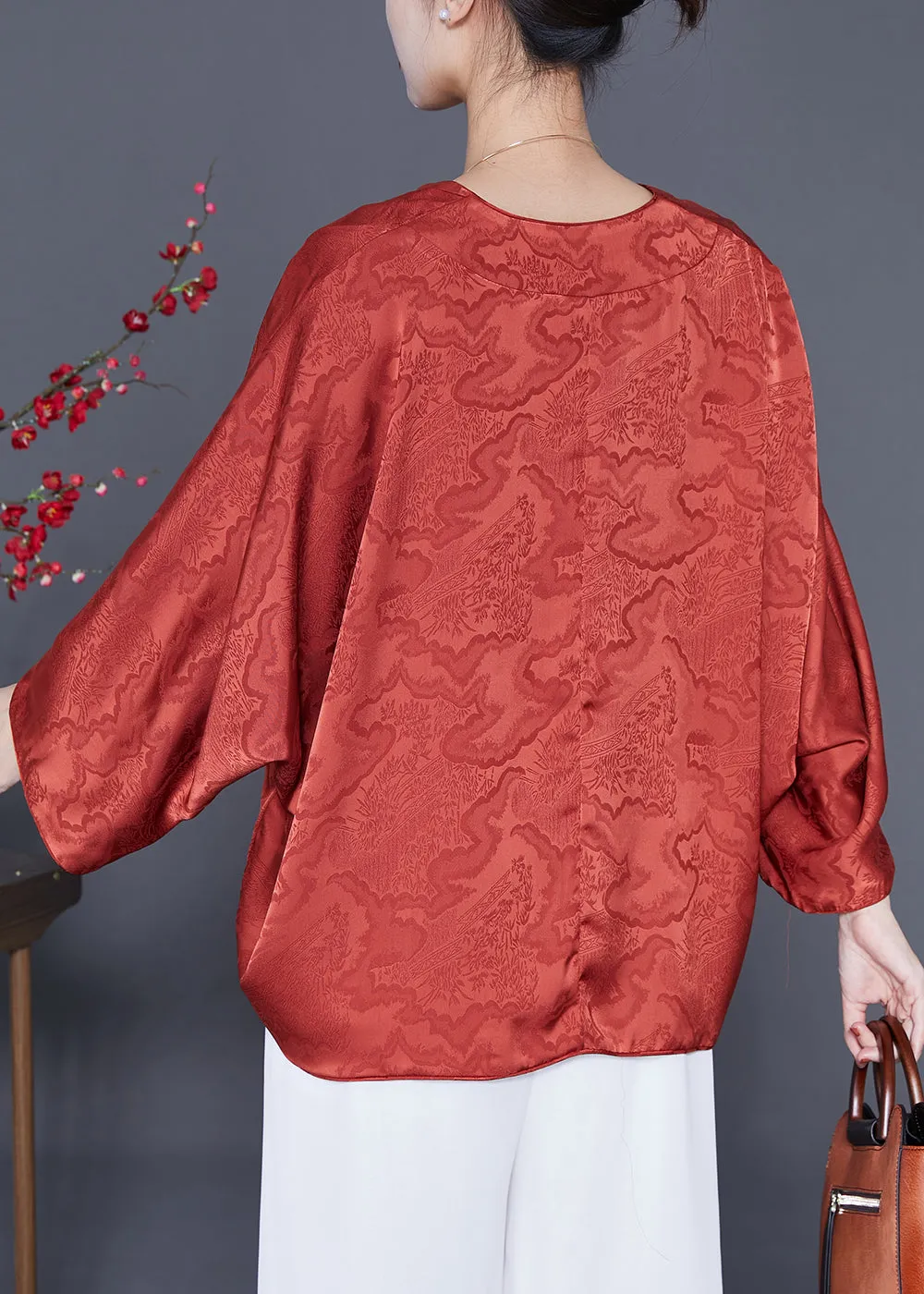 Elegant Orange Oversized Wear On Both Sides Silk Cardigans Summer LY6590