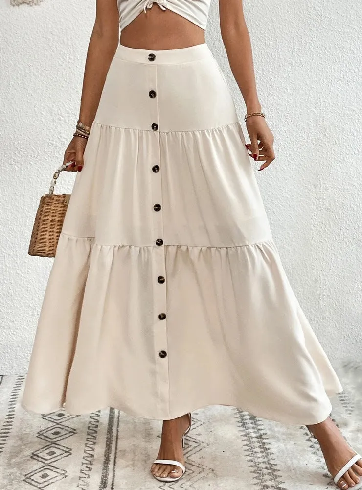 Fashion Elastic Waist Leisure Holiday Skirt