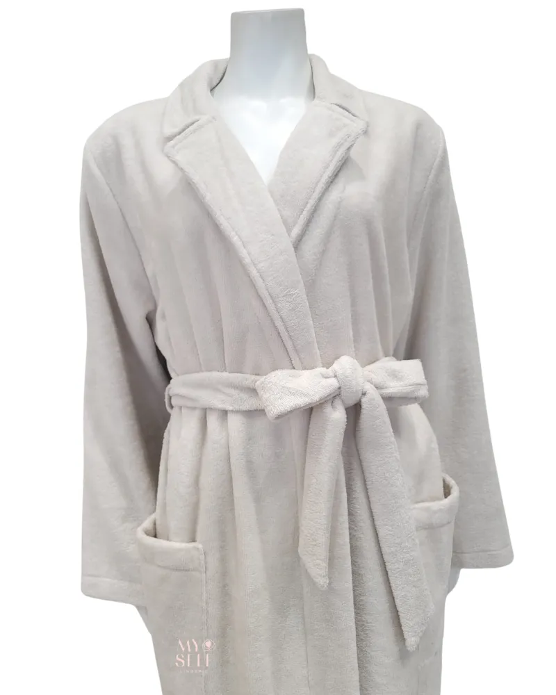 Feraud Paris Cream Plush Long Terry Wrap Bath Robe