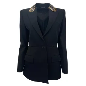 Givenchy Black Wool Blazer with Gold / Silver Sequined Collar