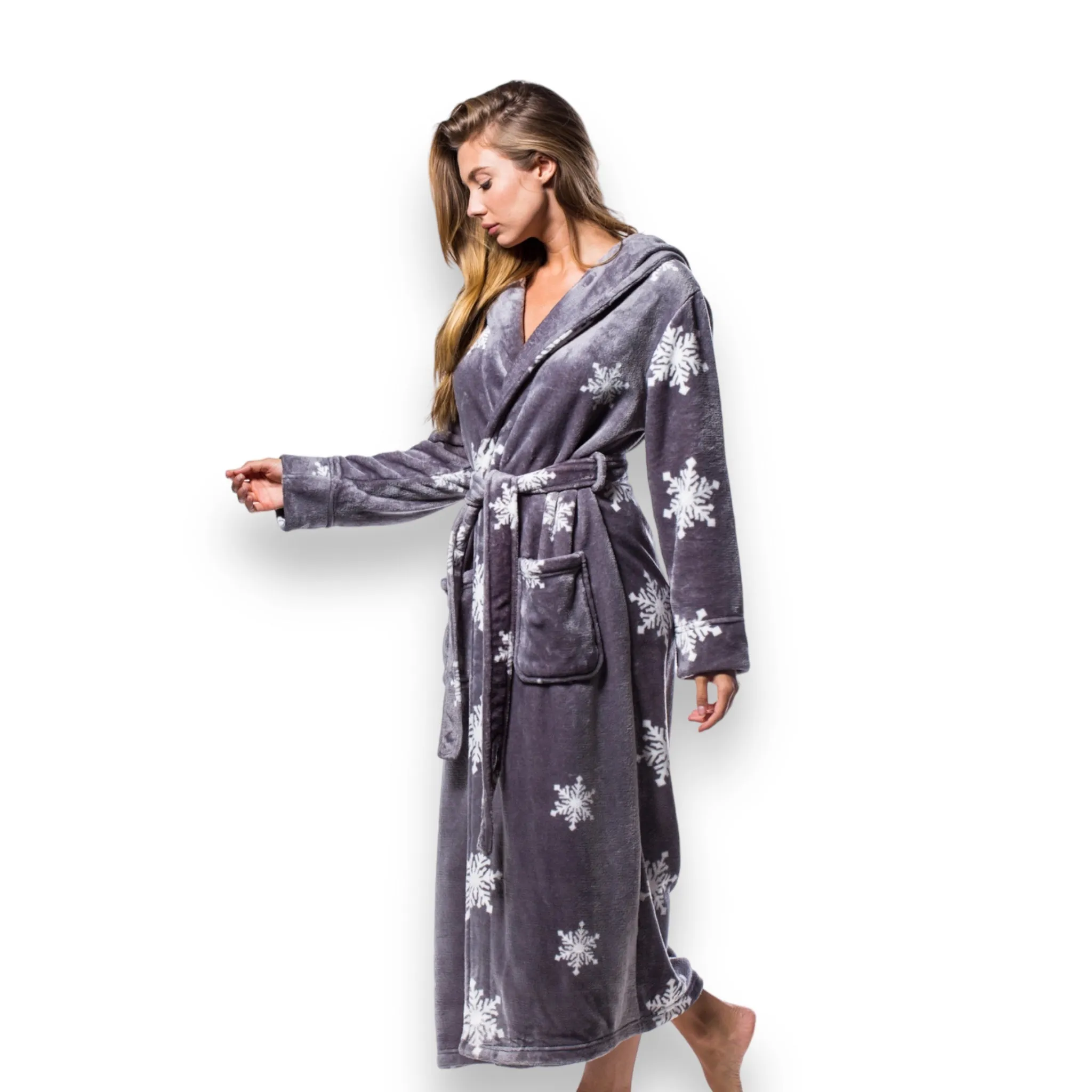 Hooded Plush Bathrobe for Women