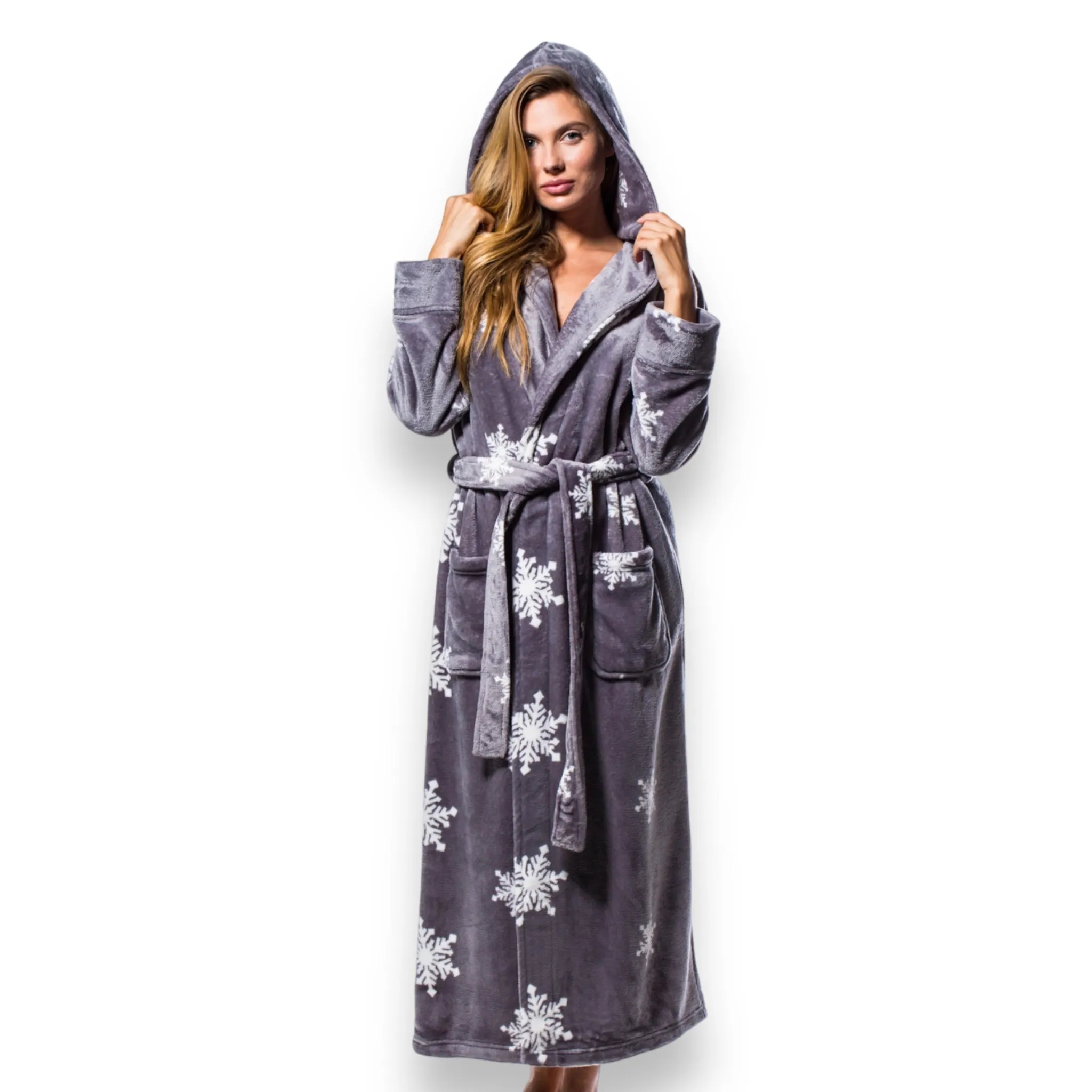 Hooded Plush Bathrobe for Women