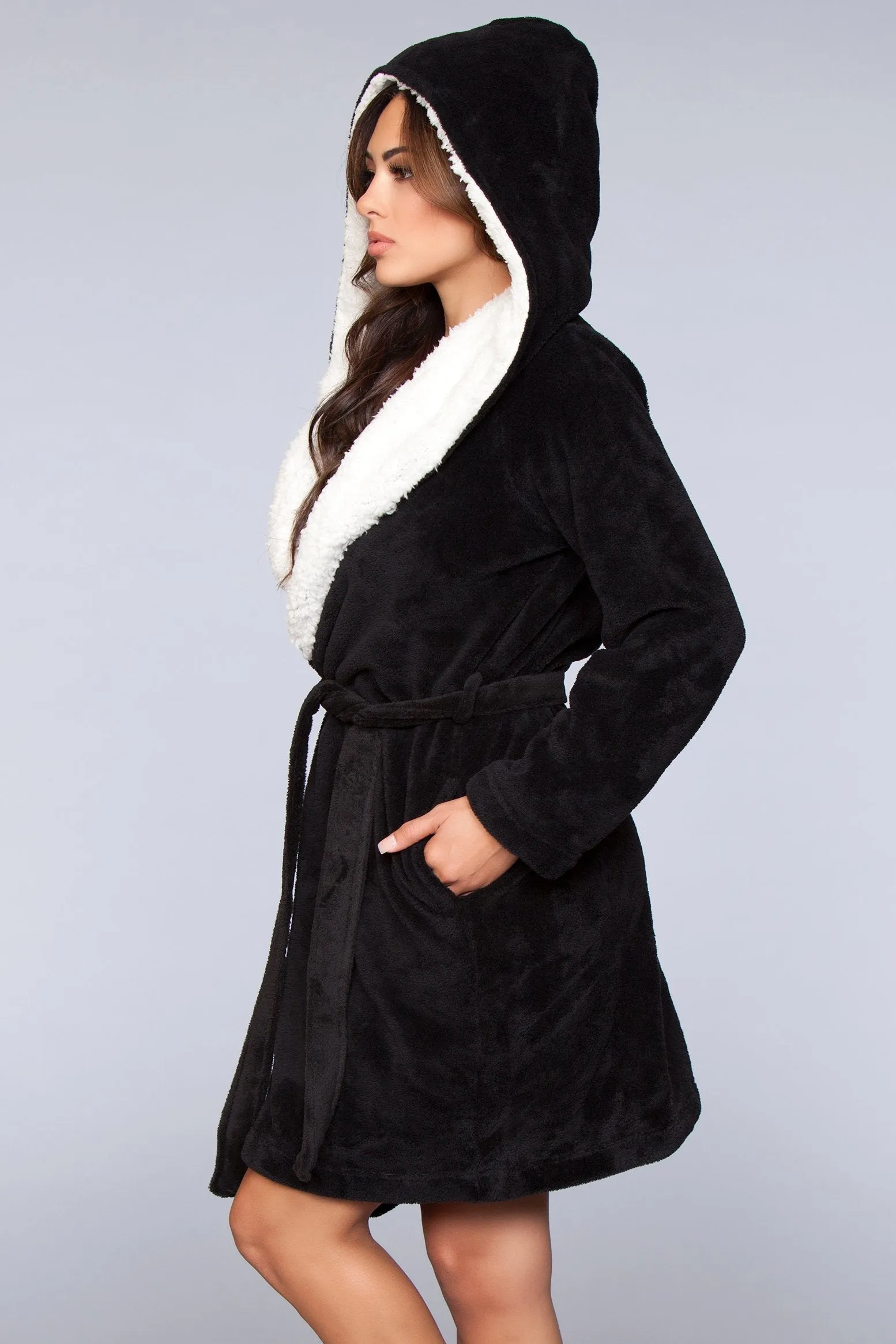 Janet Short Fleece Sherpa Lined Robe