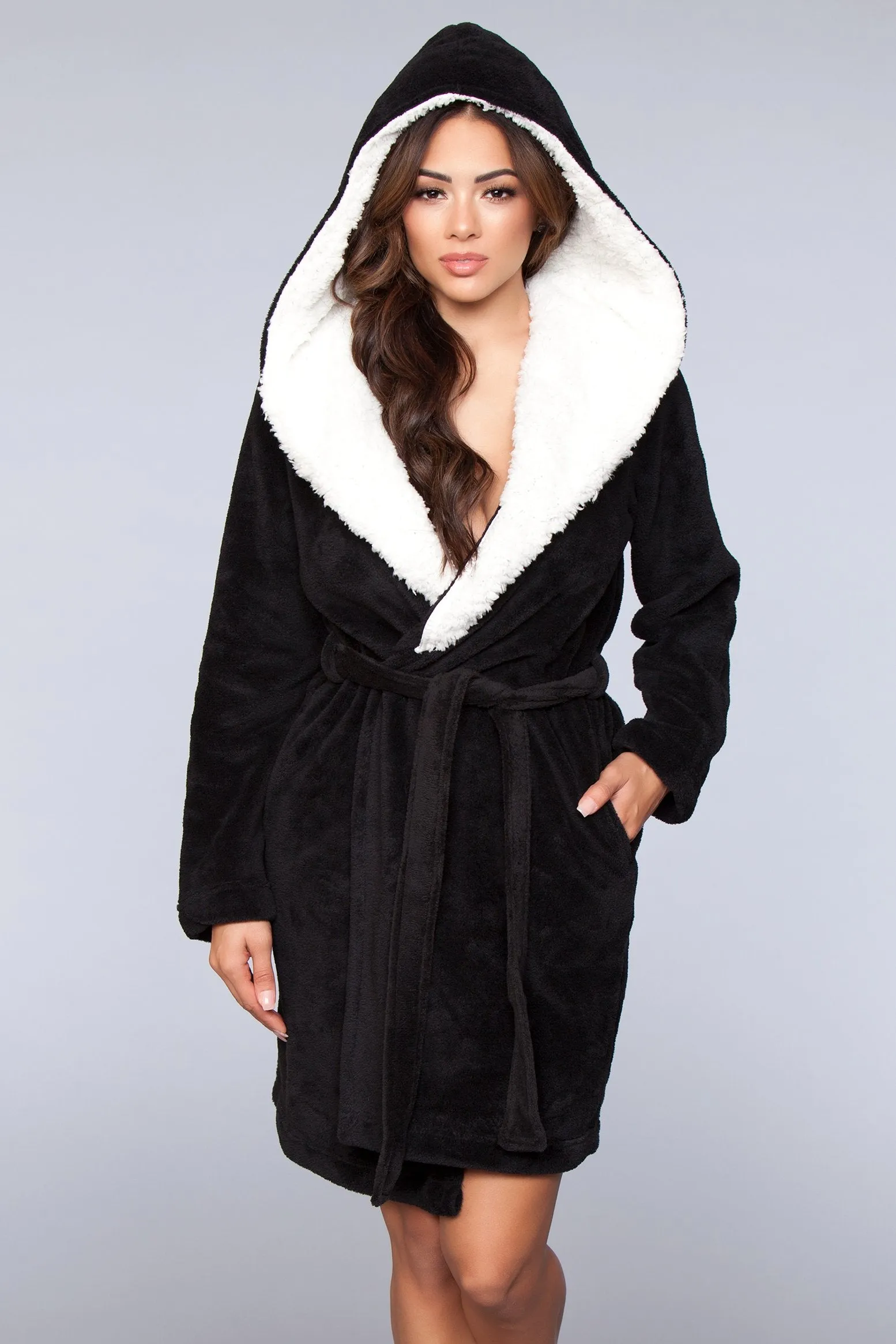 Janet Short Fleece Sherpa Lined Robe