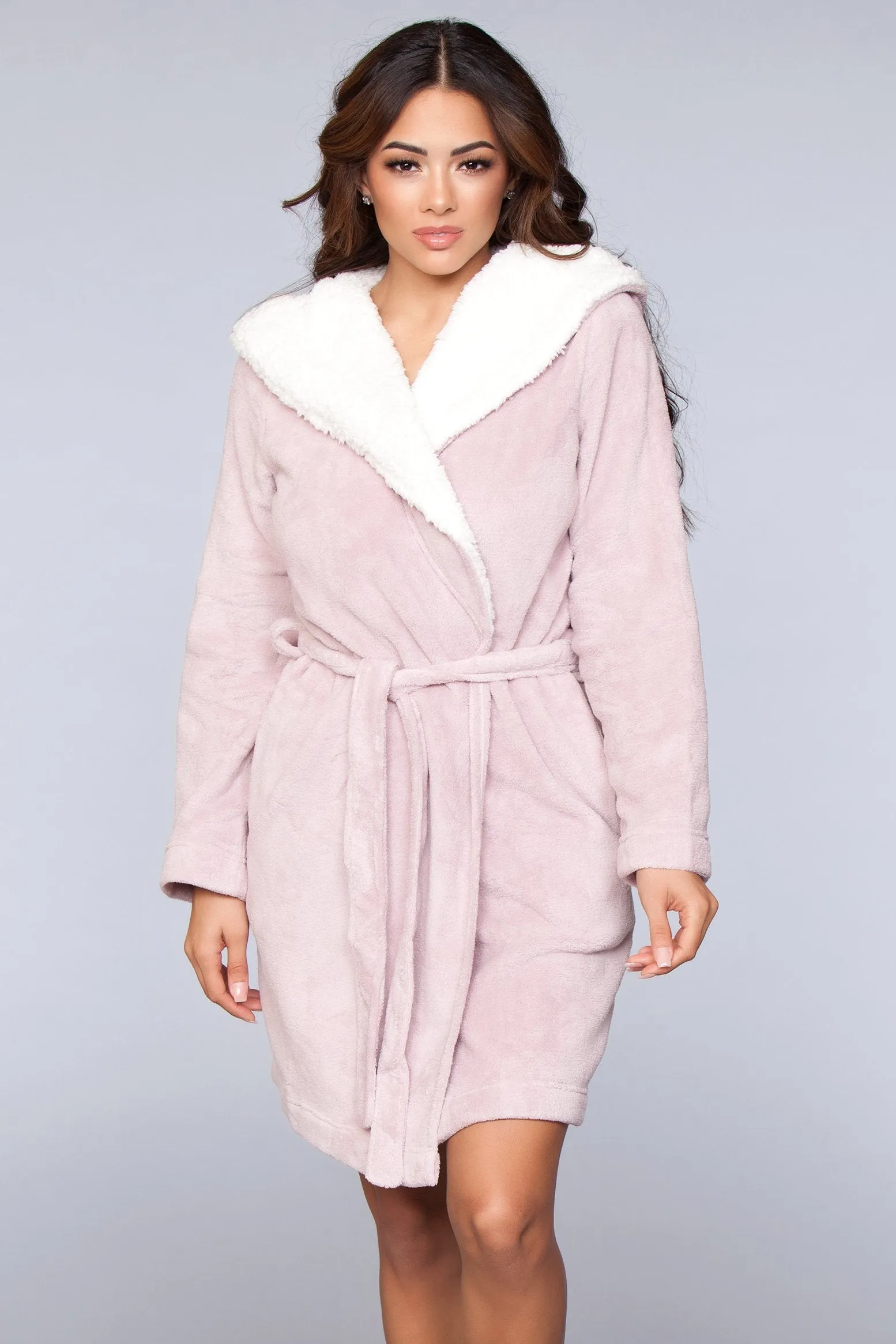 Janet Short Fleece Sherpa Lined Robe