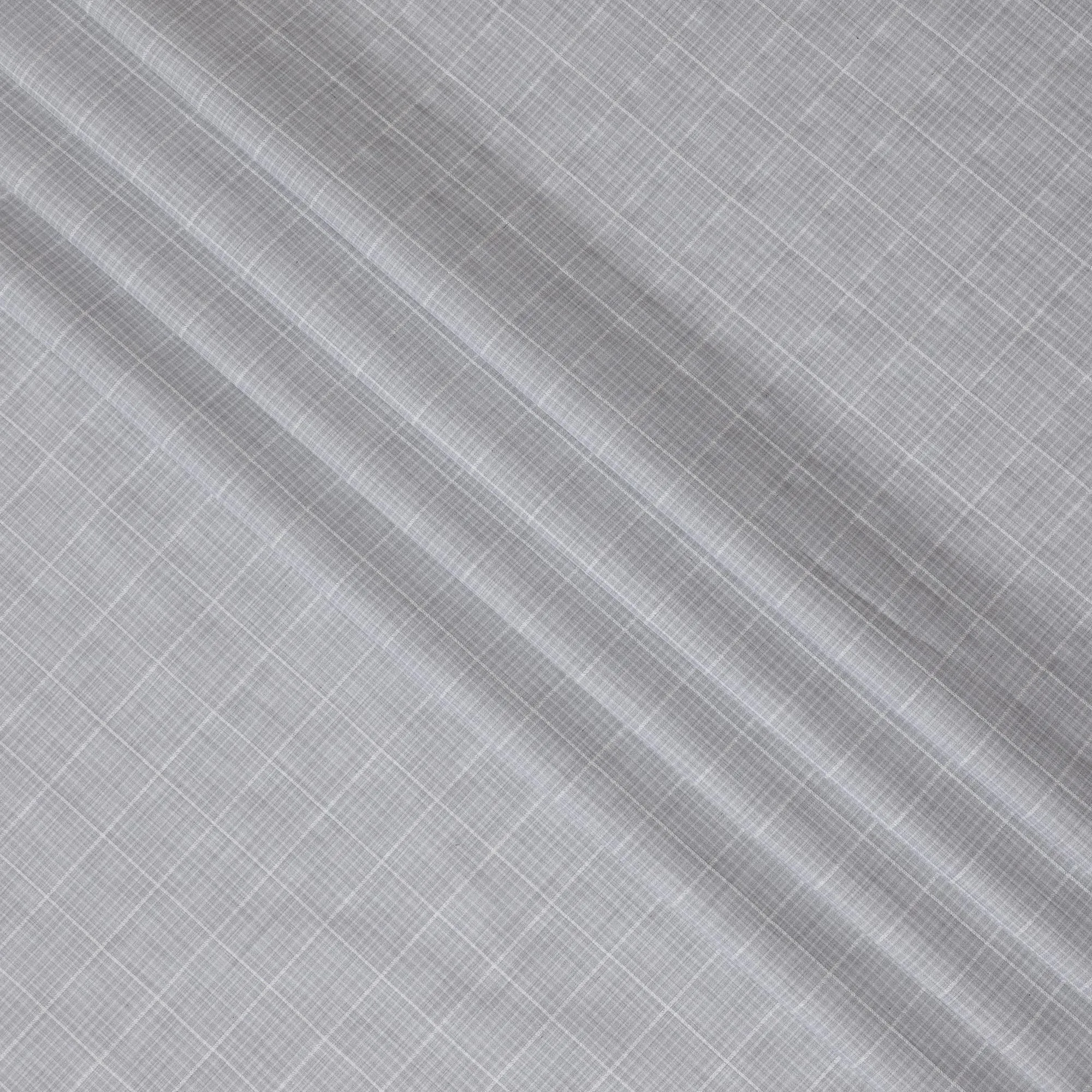 Light Grey and White Plaid 100% Cotton Shirting Fabric, 150 cm Width, Made in Italy-D20487