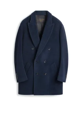 LOGAN DOUBLE BREAST NAVY WOOL TOPCOAT