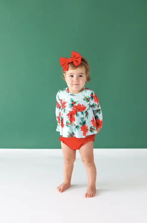 Long Sleeve Basic Peplum Top & Bloomer Set - Winter Lily