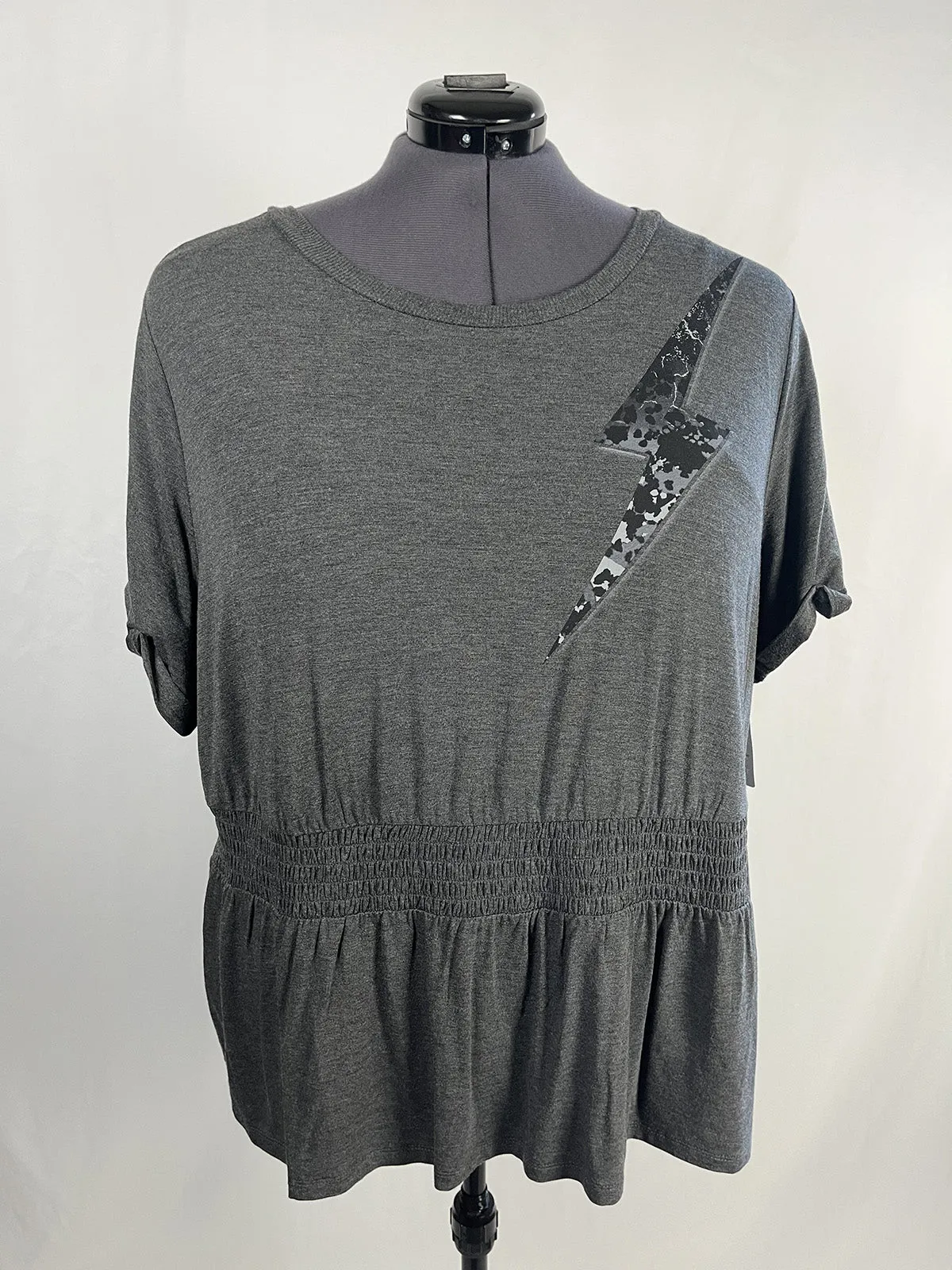 Lovesick x Torrid Size 4X (26) Charcoal Lightning Shirt NWT