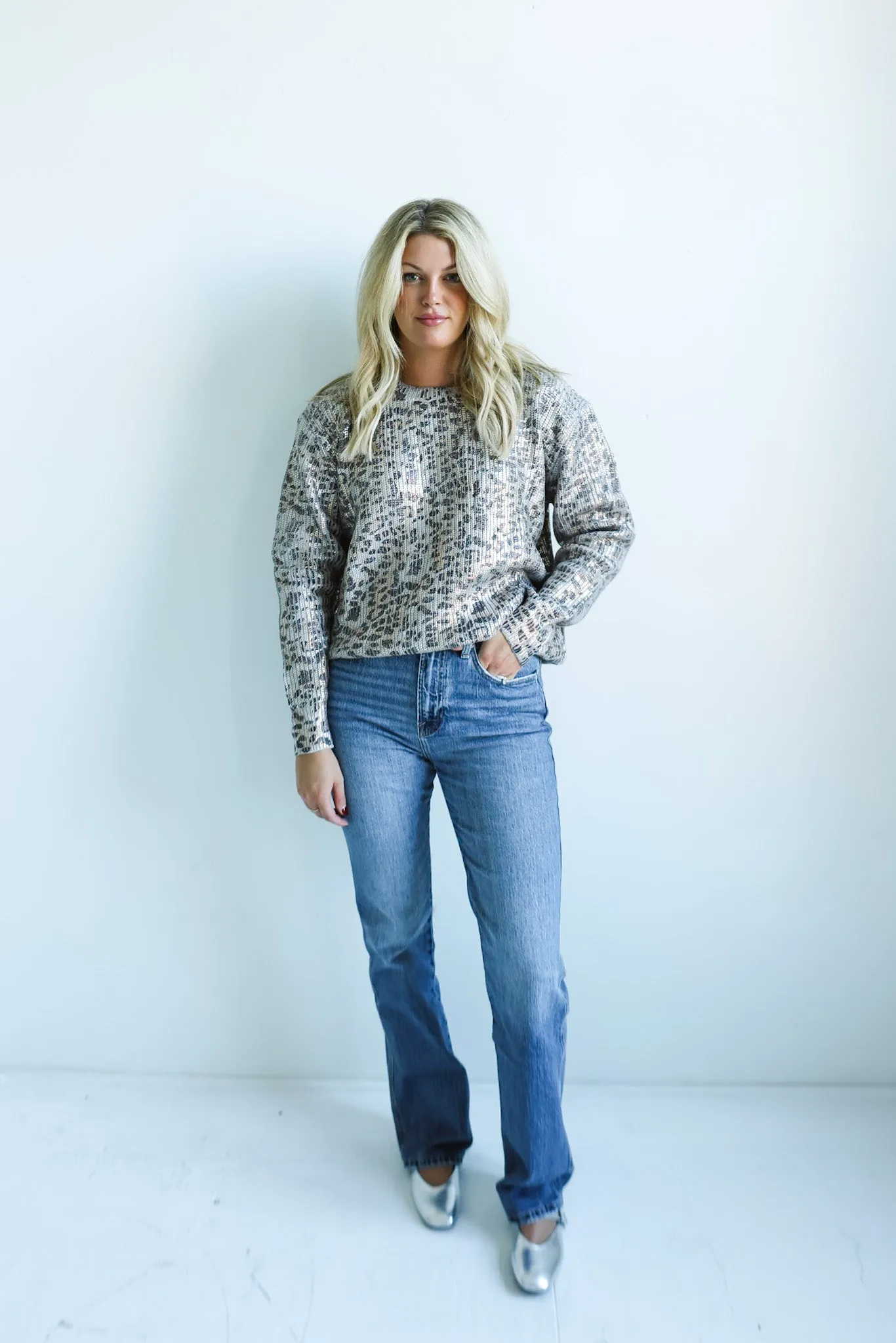 Metallic Animal-Print Sweater