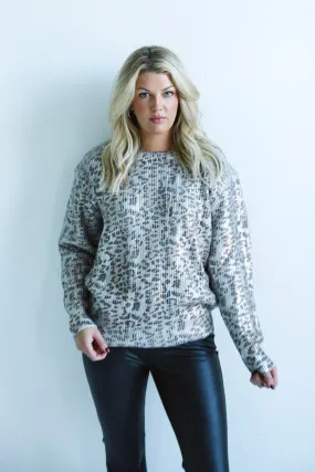 Metallic Animal-Print Sweater