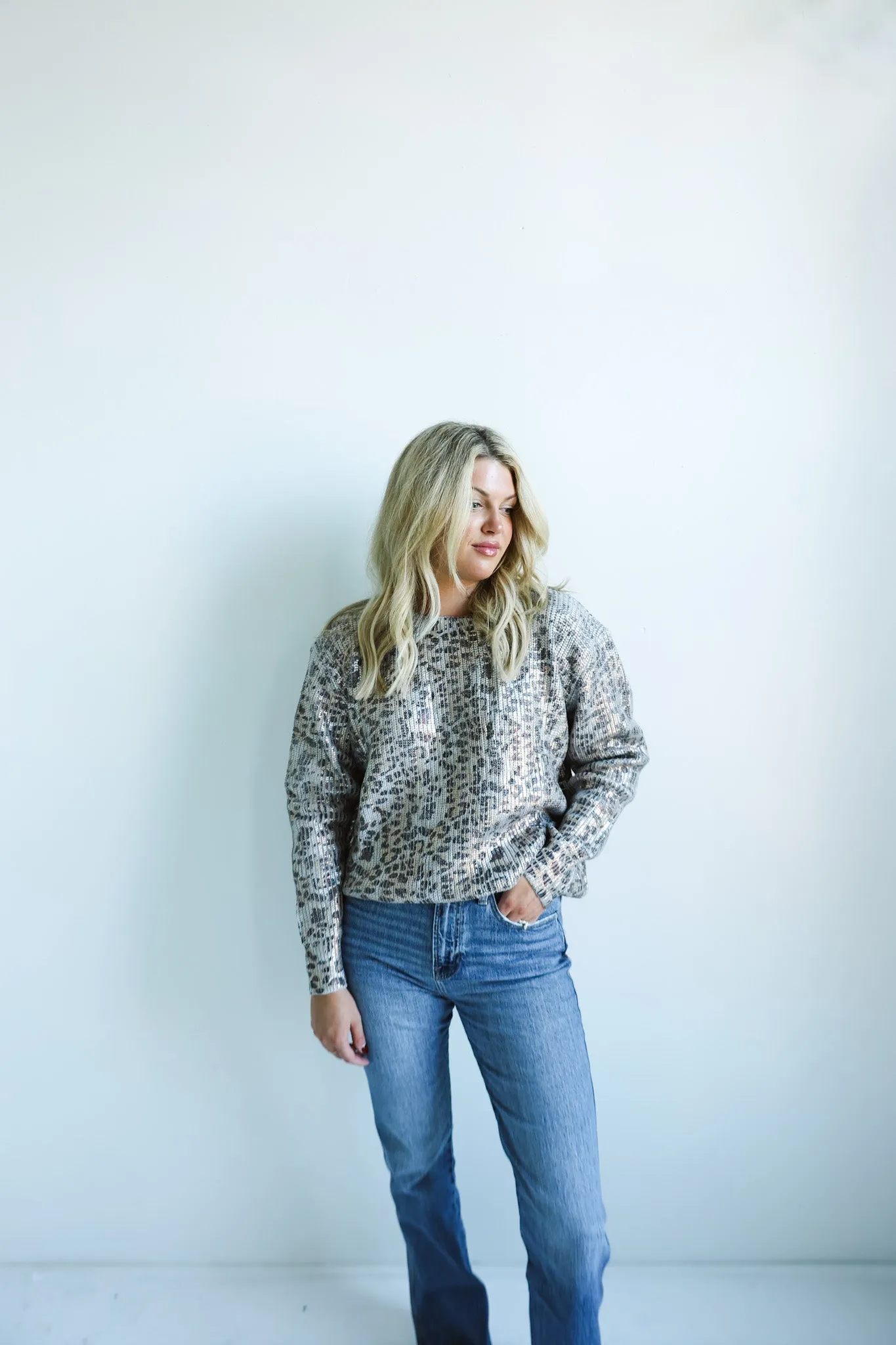 Metallic Animal-Print Sweater