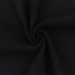 Panther Black Solid Wool-Cotton Twill Woven Coating Fabric