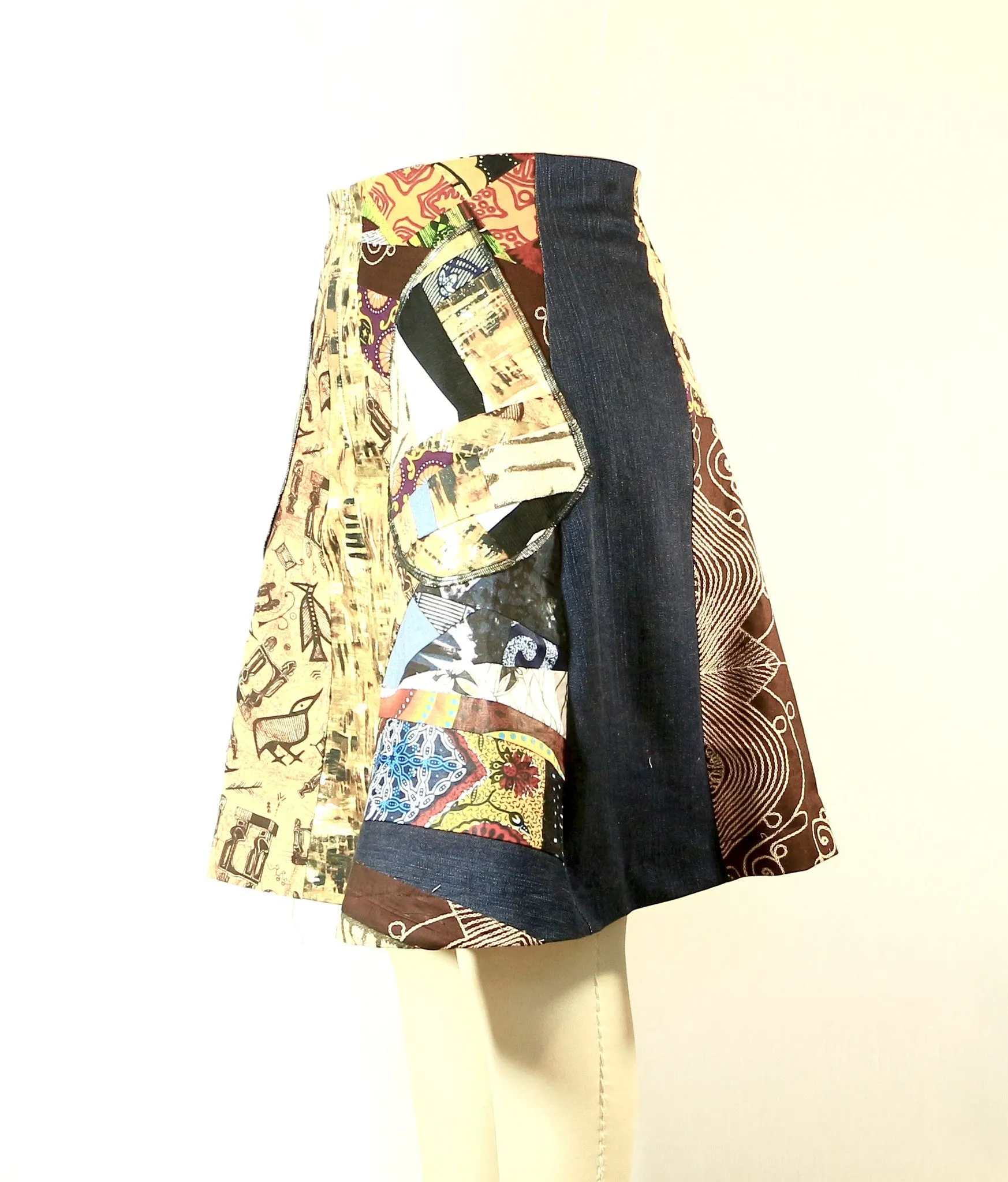 Patchwork African Print Skirt