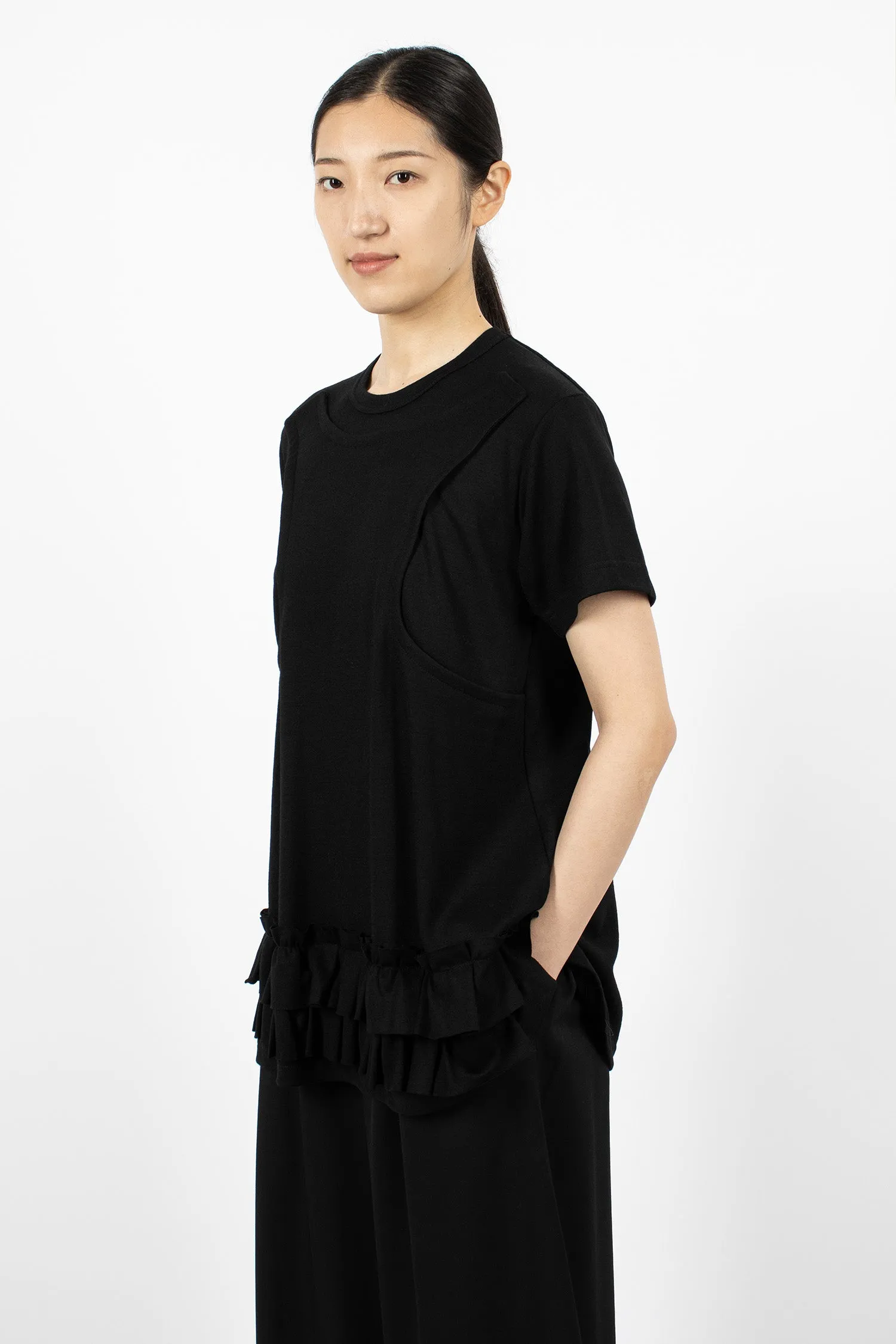 Peplum Panel T-Shirt Black