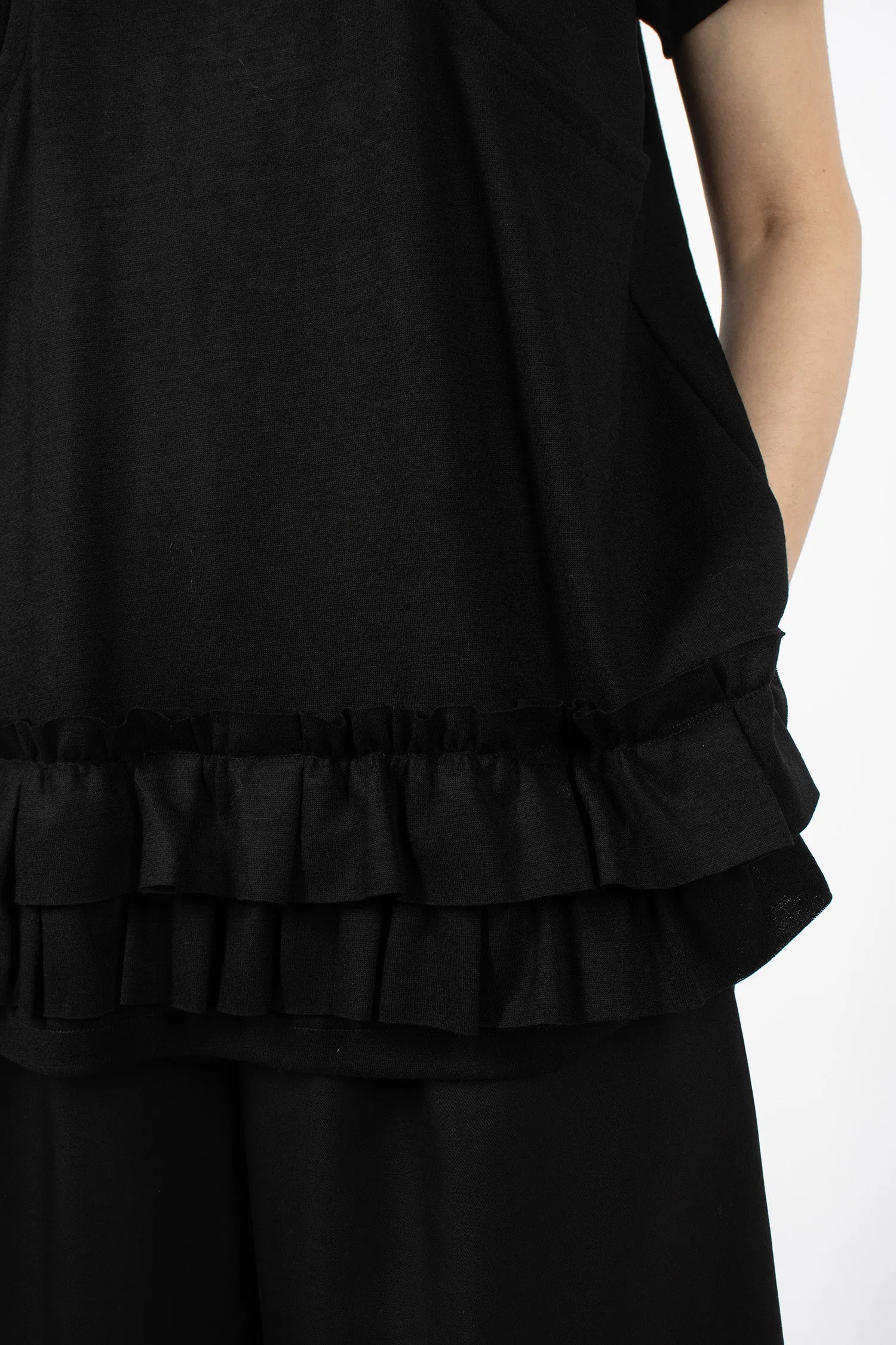 Peplum Panel T-Shirt Black