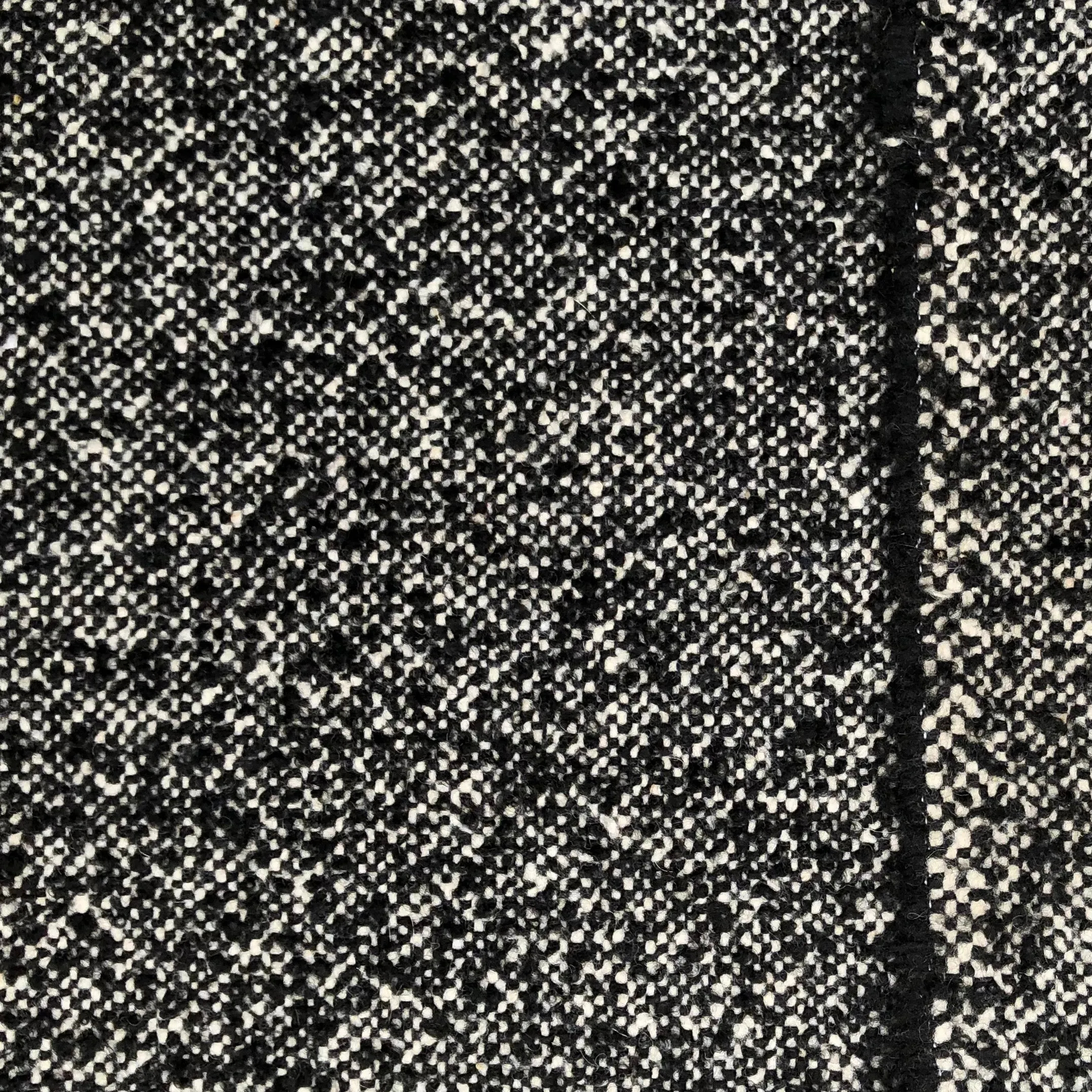 Pre-Interfaced Boucle Wool Blend Coating in Black/White (60" Wide, By The Yard)