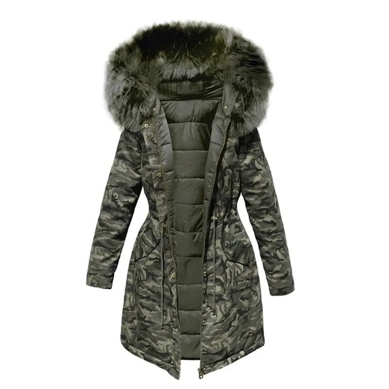 Purpdrank - Quilted Coats Women Winter Jacket  Hooded Parkas Winter Coat Women Loose Parka camouflage coat Padded Jackets