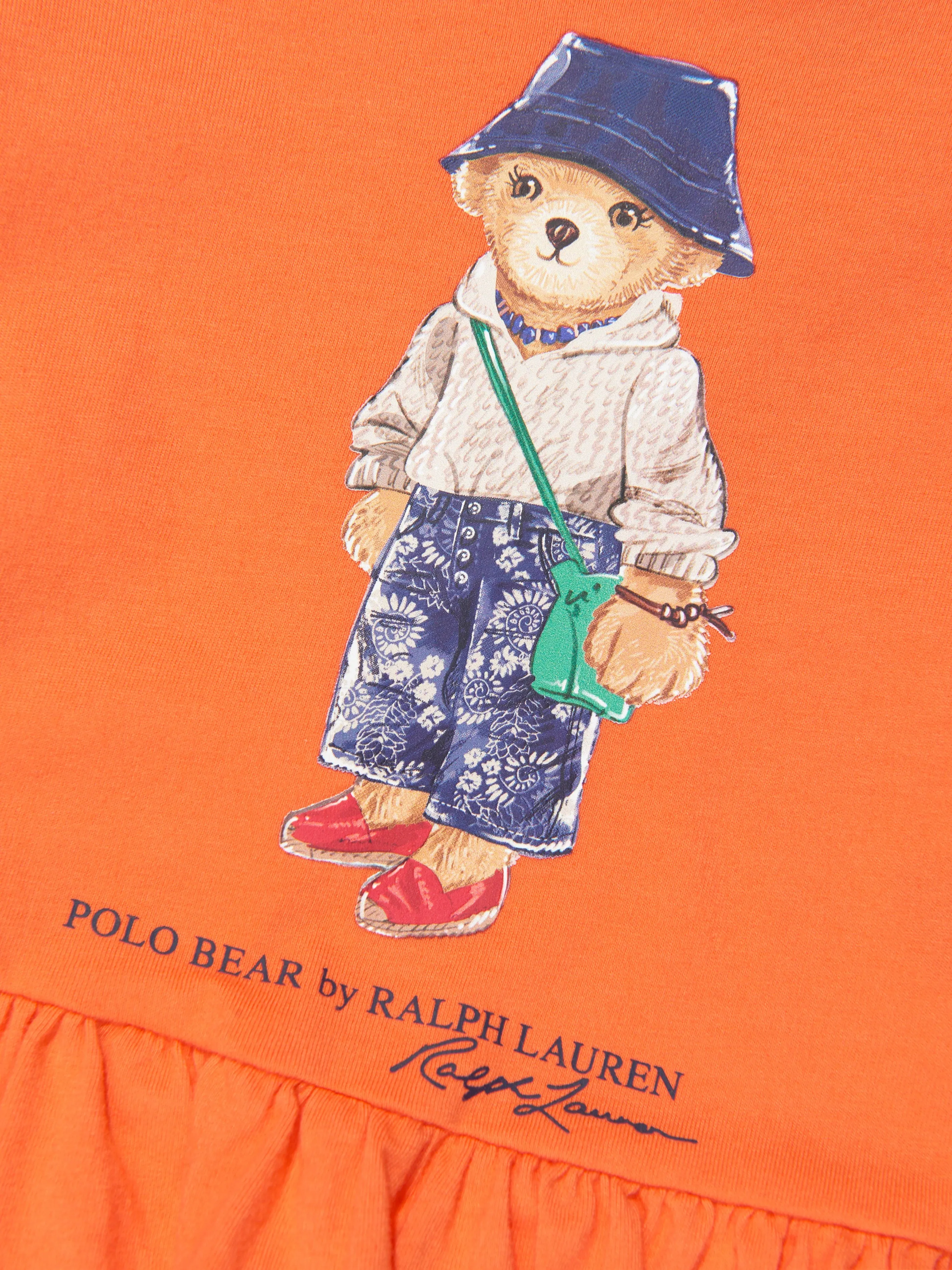 Ralph Lauren Baby Girls Bear T-Shirt in Orange