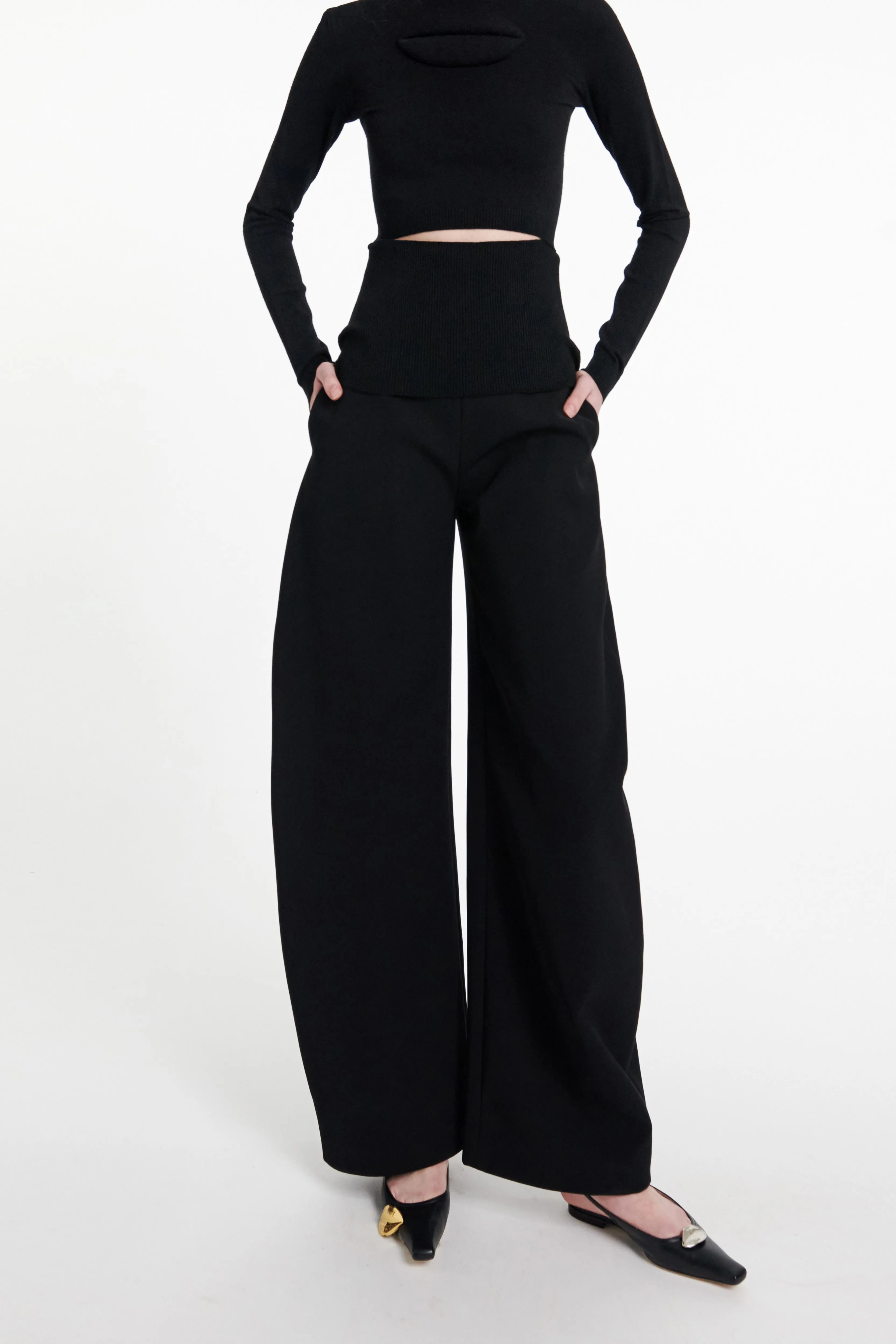 Rounded Tailored Trousers Black