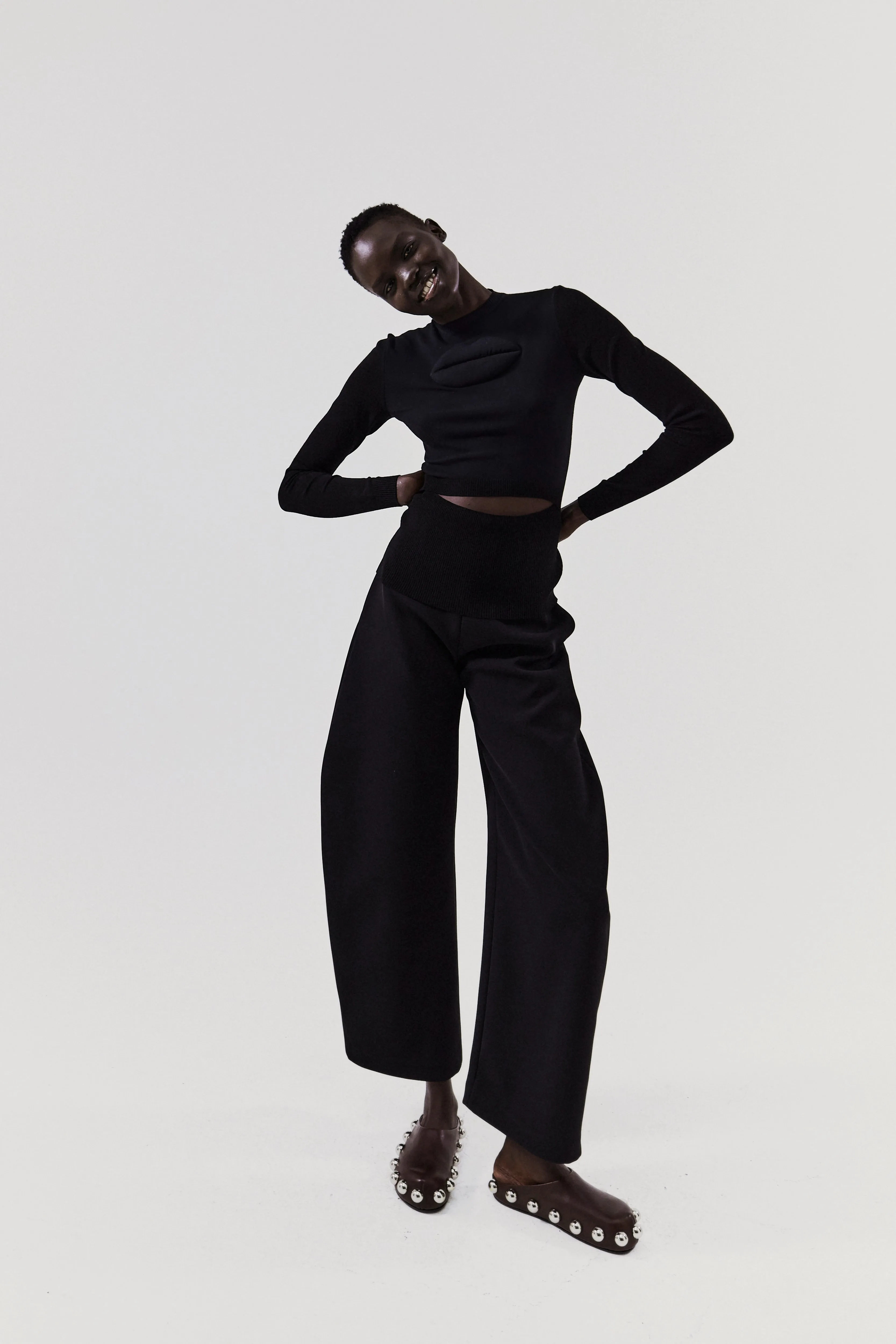 Rounded Tailored Trousers Black