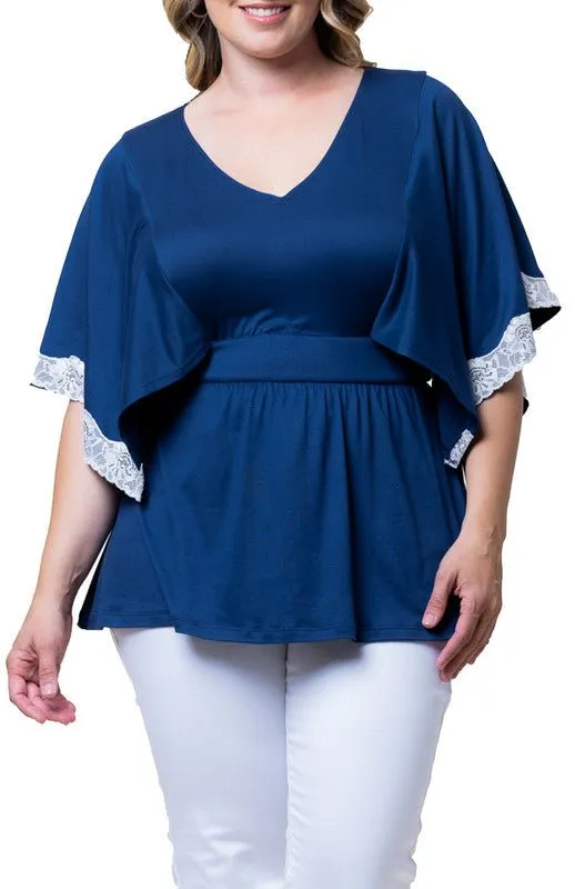 Sarah Lace Trim Top - Plus