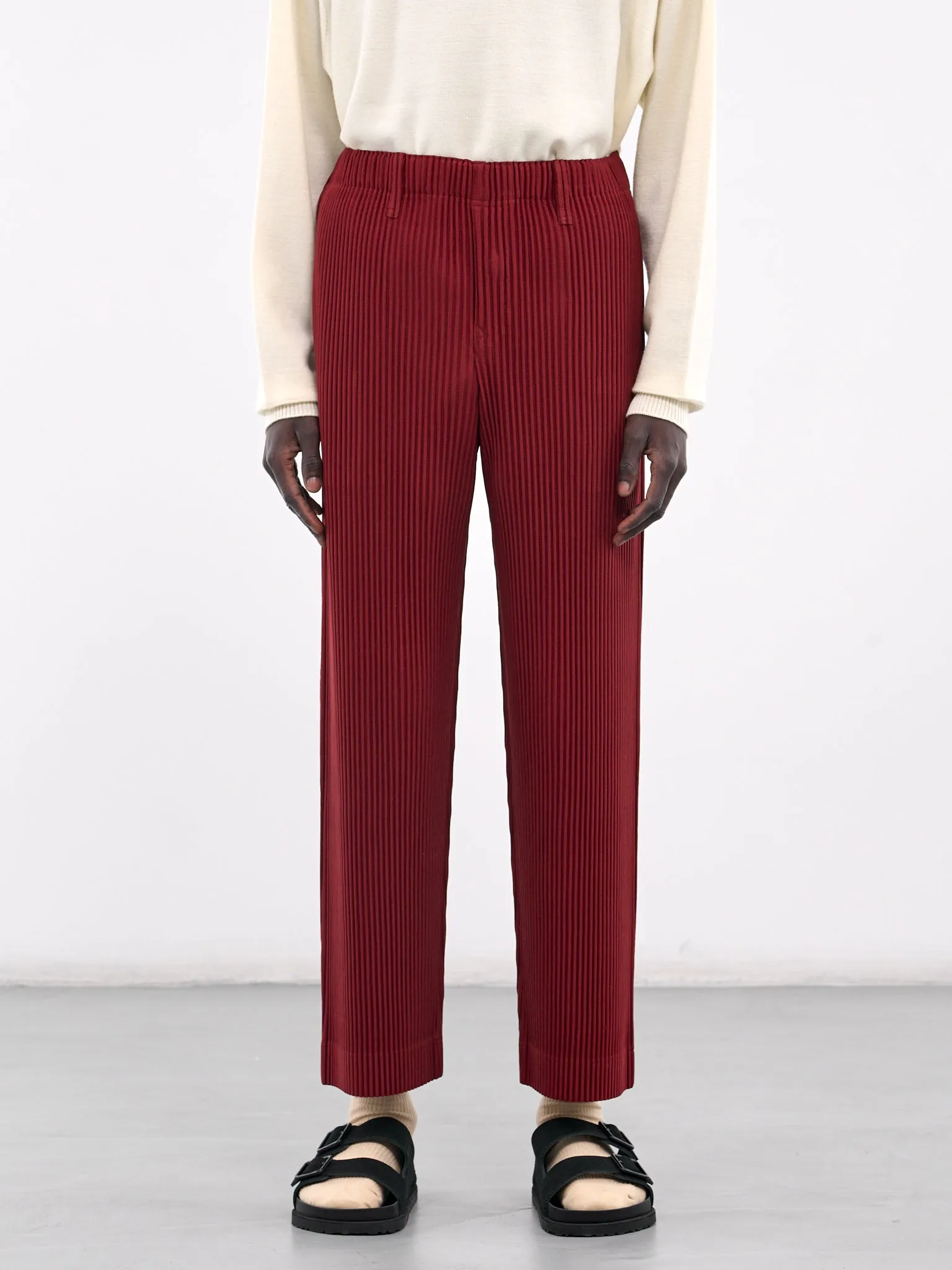 Tailored Pleats Trousers (HP48JF158-25-CRIMSON-RED)