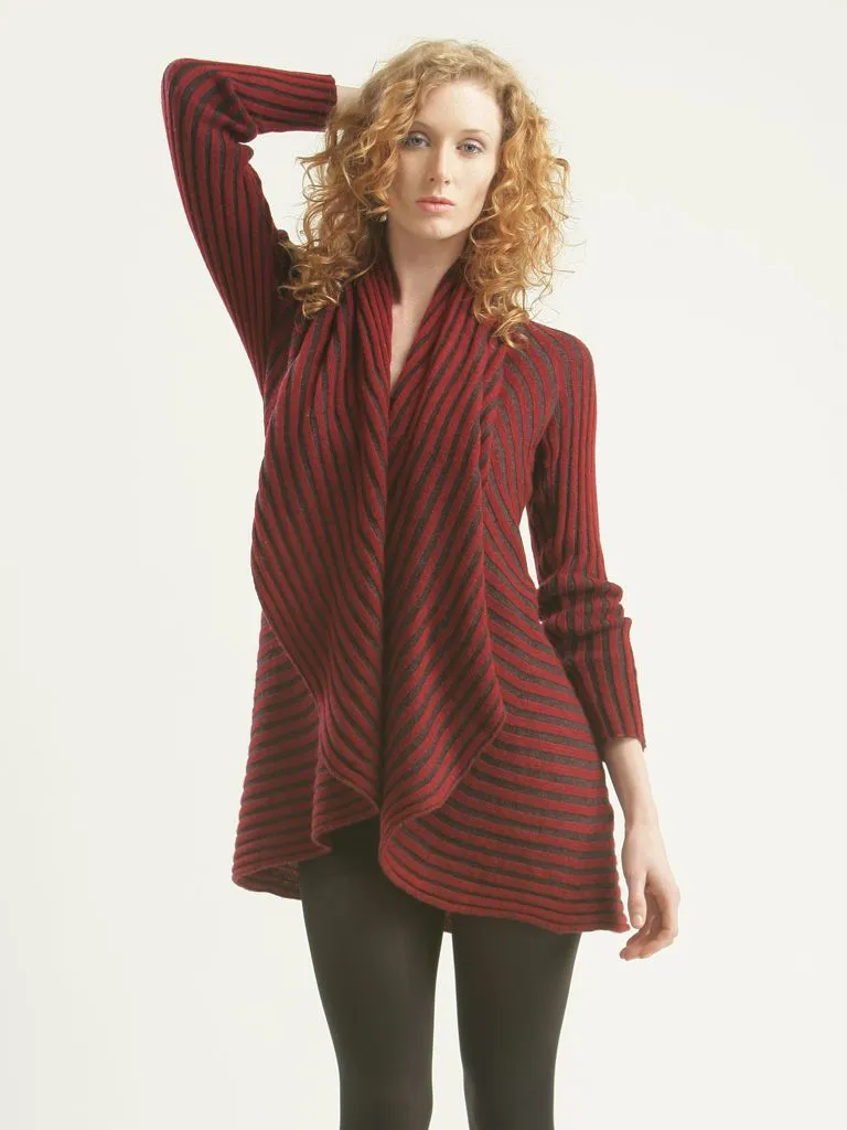 Two-Tone Ribbed Circle Cardigan