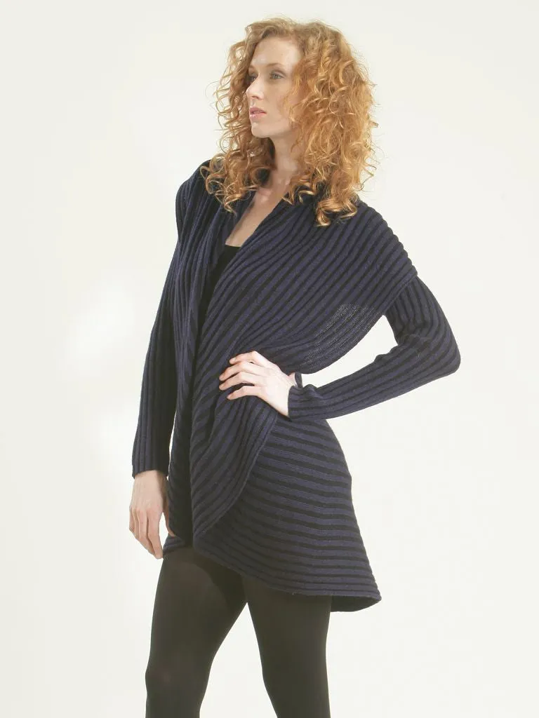 Two-Tone Ribbed Circle Cardigan