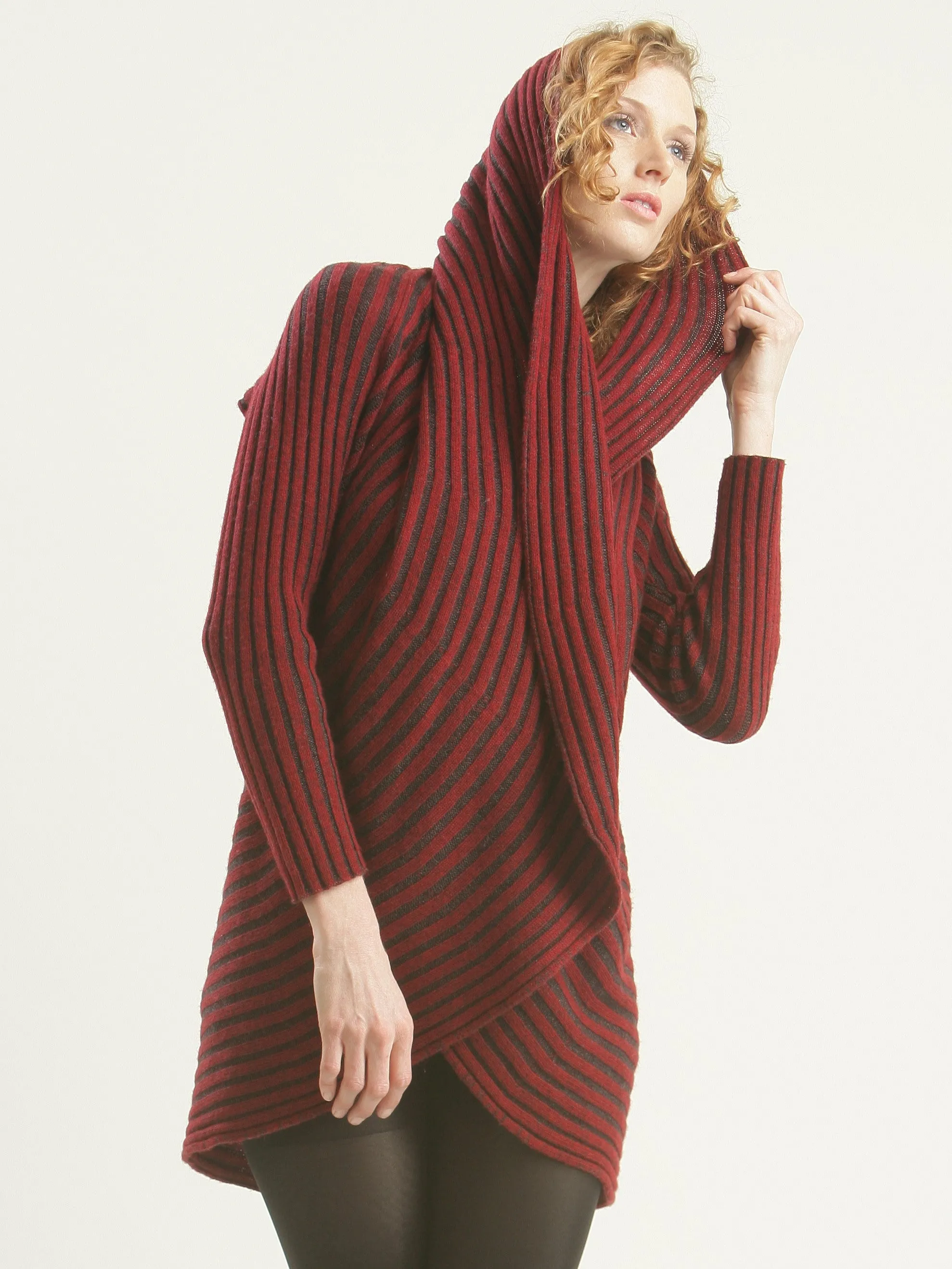 Two-Tone Ribbed Circle Cardigan