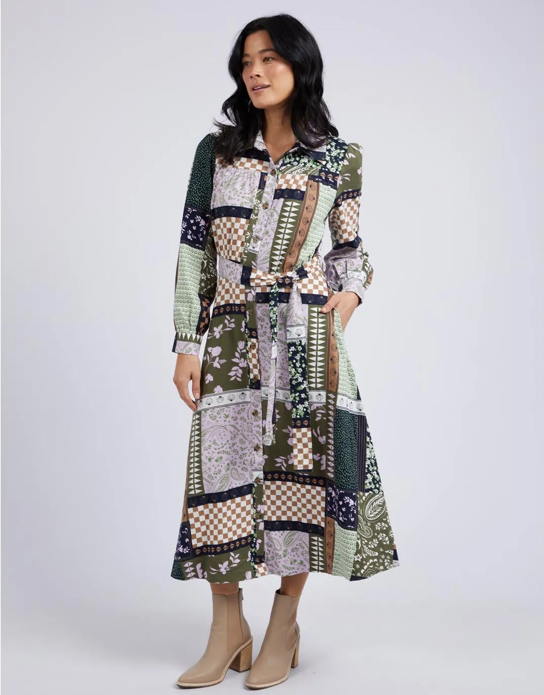 Vetiver Patchwork Dress - Patchwork Print