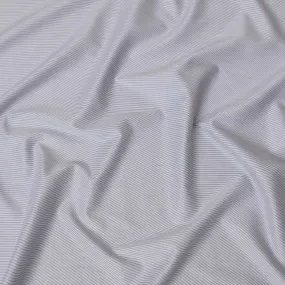 White and Navy Blue Textured Stripe 100% Cotton Shirting Fabric, 150 cm Width, Made in Italy-D20489